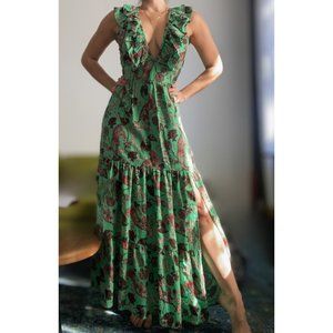 Green cotton cheetah dress size medium/8